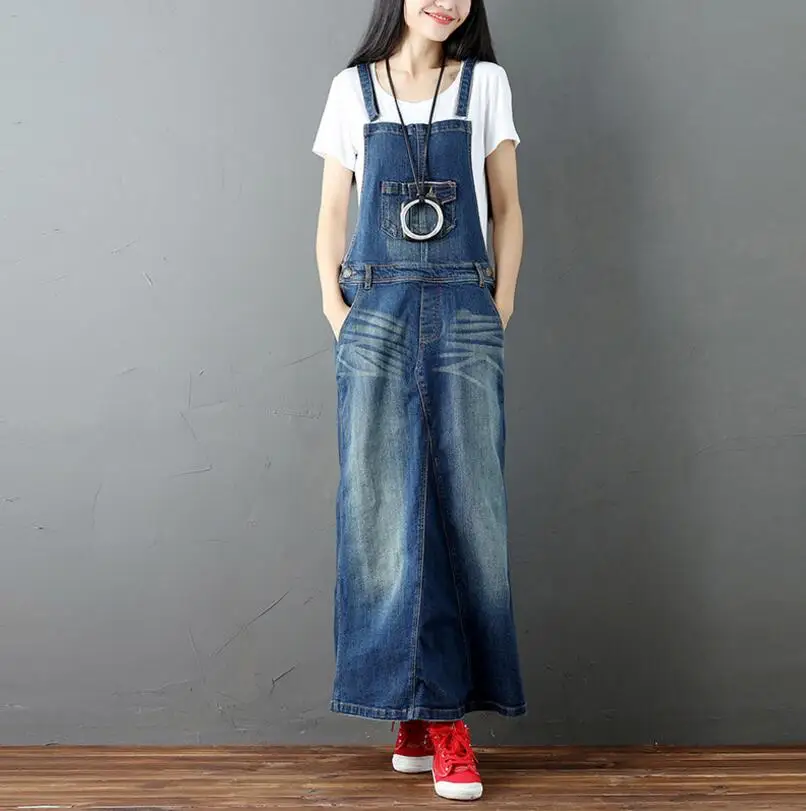 

spring Vintage Jeans Dress Women Washed long Denim sundress Retro Female Autumn Casual Vestidos Femininos w793