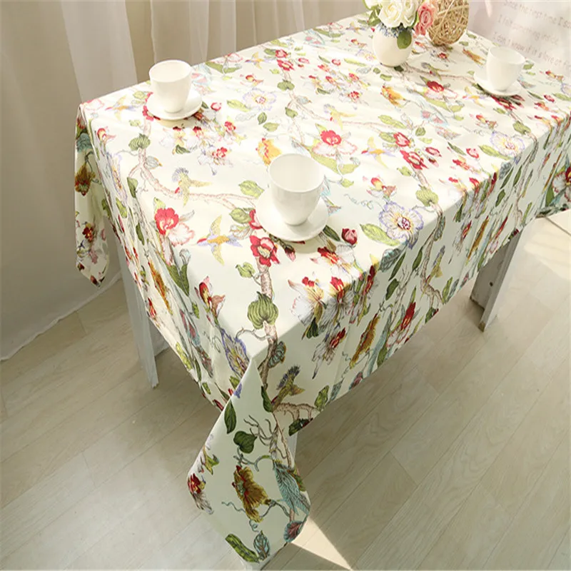 XYZLS Vintage Floral Birds Cotton Tablecloth Toalha De Mesa Table Covers Home Party Wedding Cloth Rectangle Tafelkleed 1PC | Дом и сад