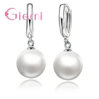 new fashion good selling 925 sterling silver pearl earrings accessories white pearl hoop for womengirls wedding jewelry