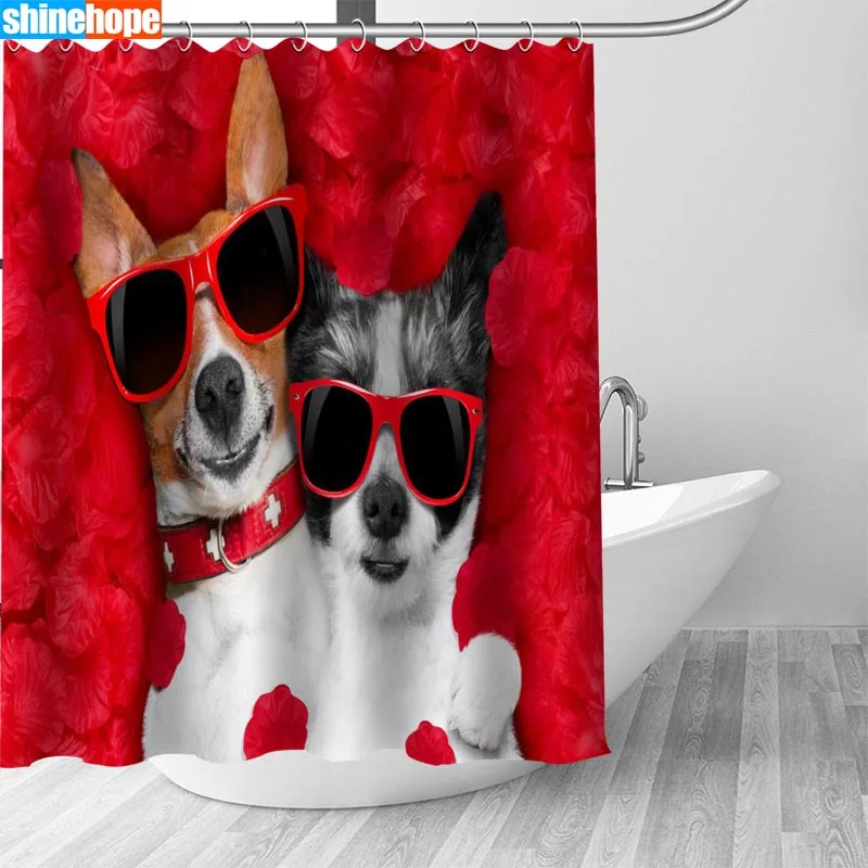 

150x180CM Nordic Pictures Polyester Waterproof Chihuahua Dog Shower Curtains High Quality Bath Curtain In The Bathroom
