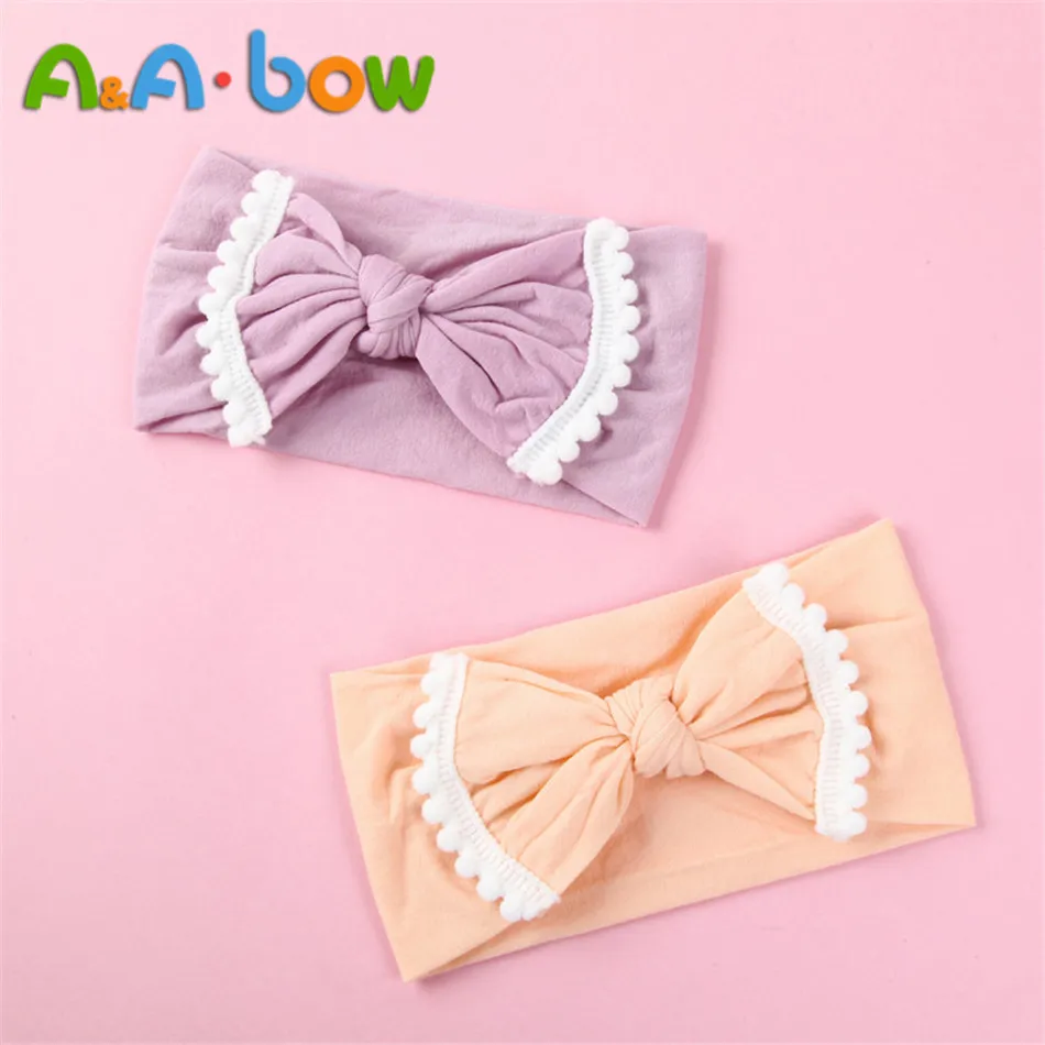 Diademas anchas de nailon para ni&ntilde;a, cintas para la cabeza con lazo de nailon, turbante con nudo, accesorios para el cabello, 1 unids/lote-4