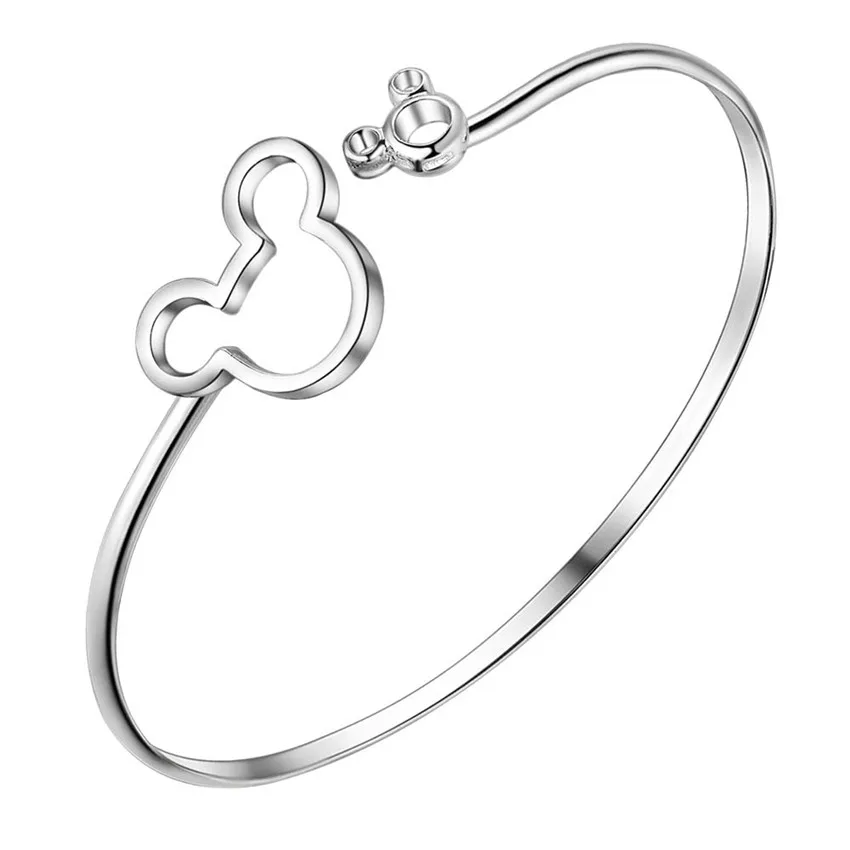 Посеребренные браслеты с Микки-Маусом модные ювелирные изделия милый стиль