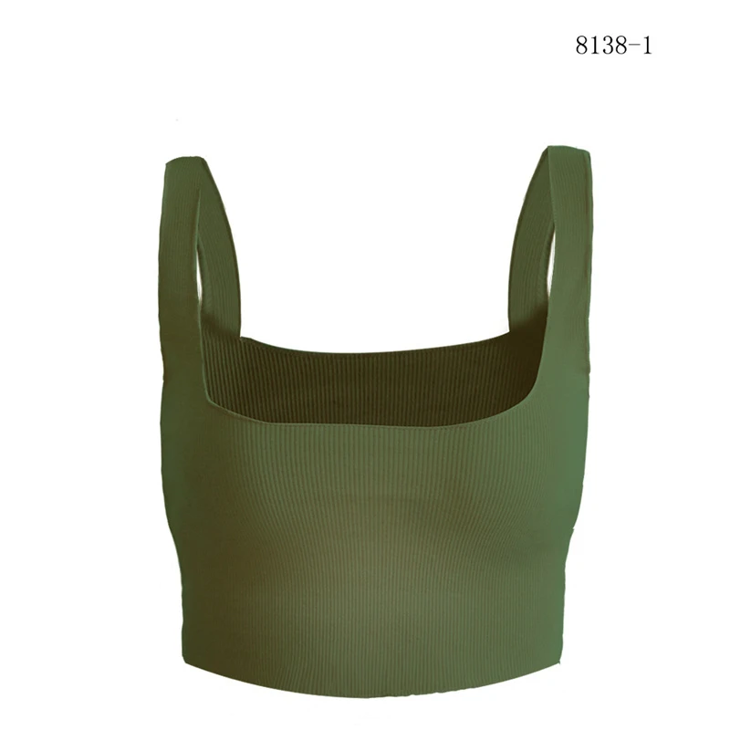 Square Collar Backless Slim Knitted Elastic Casual Tank Tops Women Summer Crop Top Clothes 2019 Short Green White Pink | Женская одежда