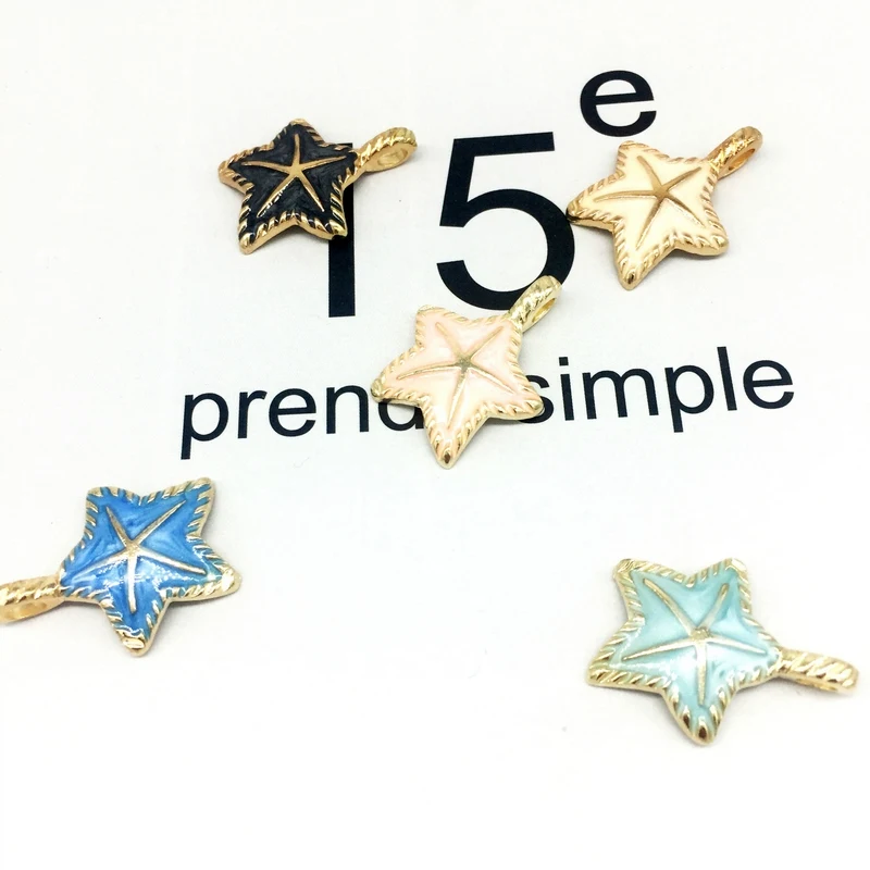 

Fashion Cute Dripping Oil Starfish Petal Star Charms Pendant Jewelry Making DIY Bracelet Necklaces Keychain Trinkets Women Gift