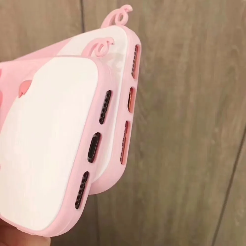 3D мультяшный милый QQ свинка Мягкая силиконовая задняя крышка для iPhone 5 5s SE 5C 6 6s X XR