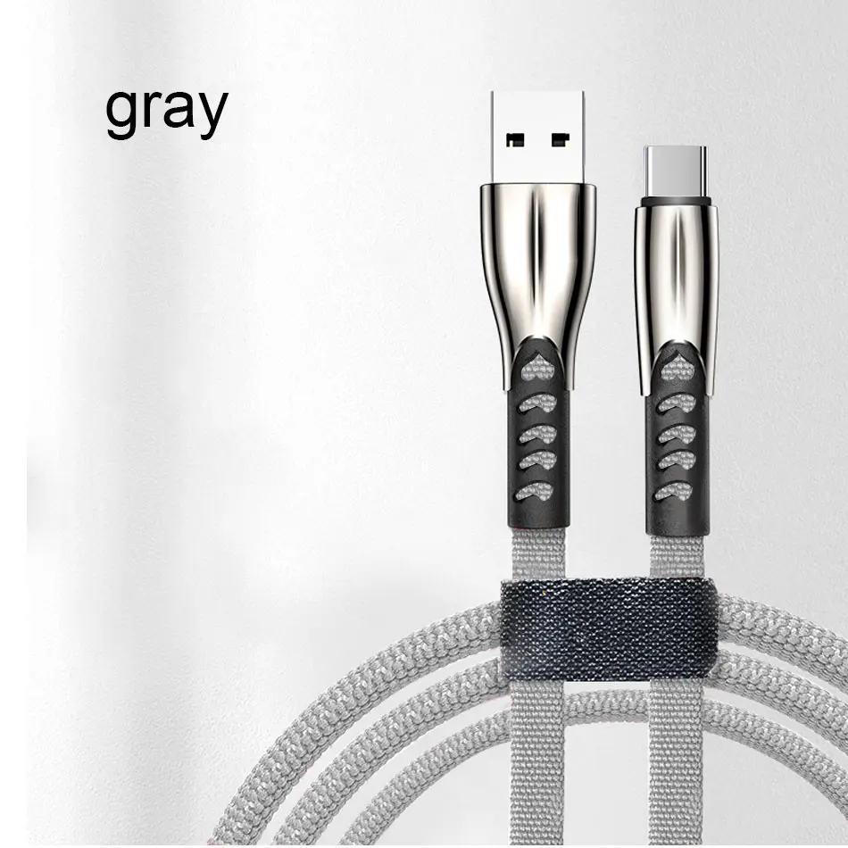 3 А 3 м usb type C кабель зарядного устройства для samsung Xiaomi Redmi 1 м провод для быстрого заряда для мобильного телефона huawei кабель синхронизации данных type-C 2 м - Цвет: Gray-Typec