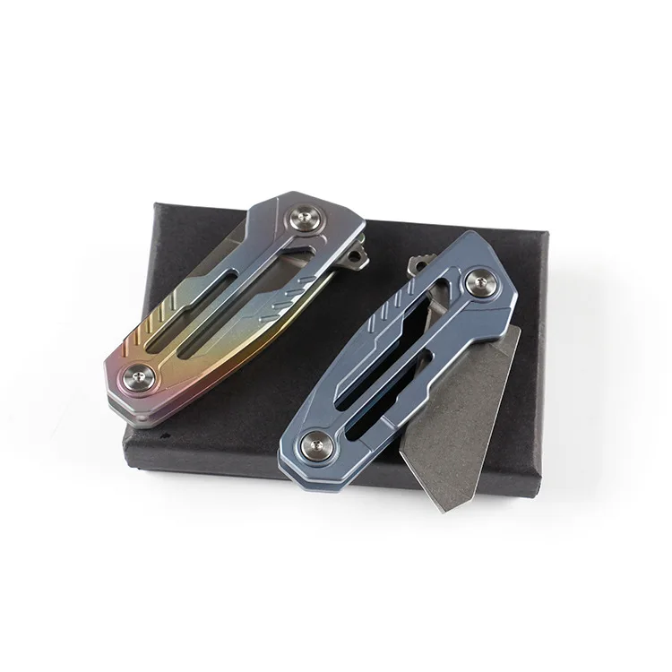 Freewolf 3 Handle Colors Mini Small Flipper Folding Knife D2 Stone Wash Tanto Blade TC4 Titanium Alloy H0123 | Инструменты
