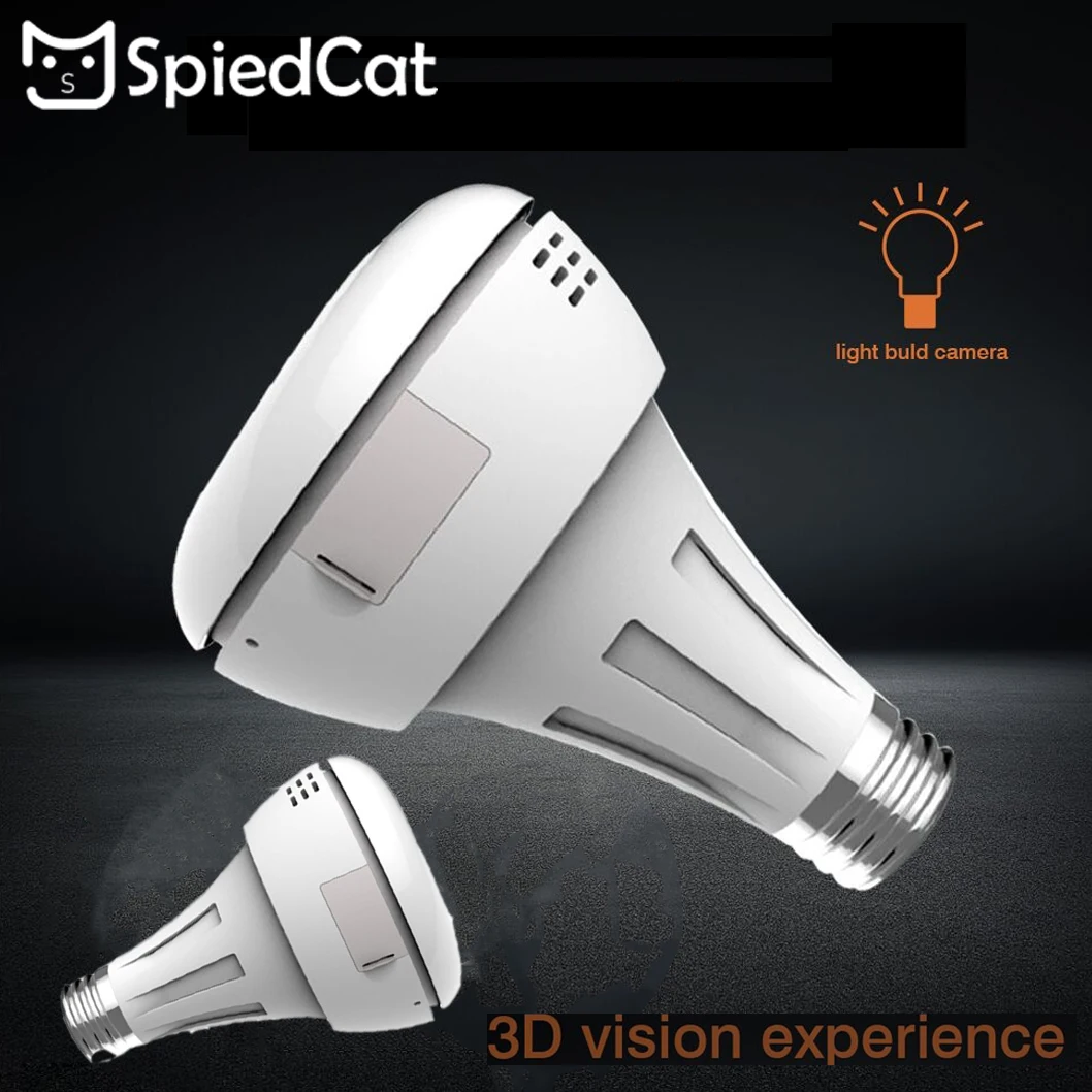 360 градусов 2MP HD беспроводной панорамный умный ламповый светильник IP VR wifi рыбий