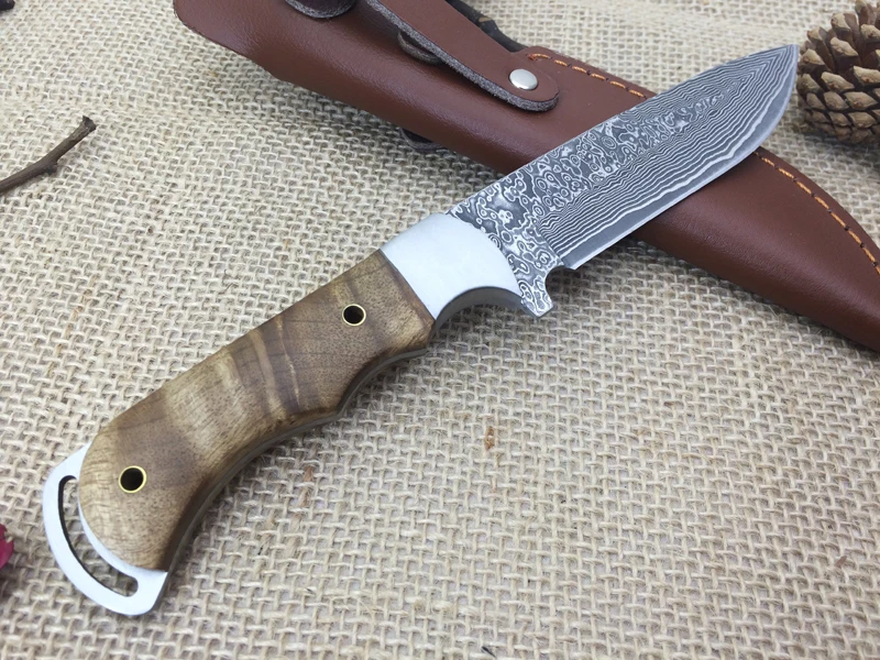 Дамасский кровяной Лисий нож с фиксированным лезвием Дамасская сталь высокого