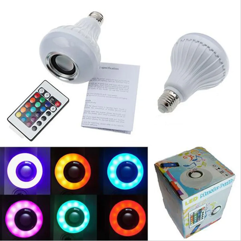 20 шт./лот светодиодная беспроводная RGB Bluetooth Колонка E27 E26 B22 лампа для