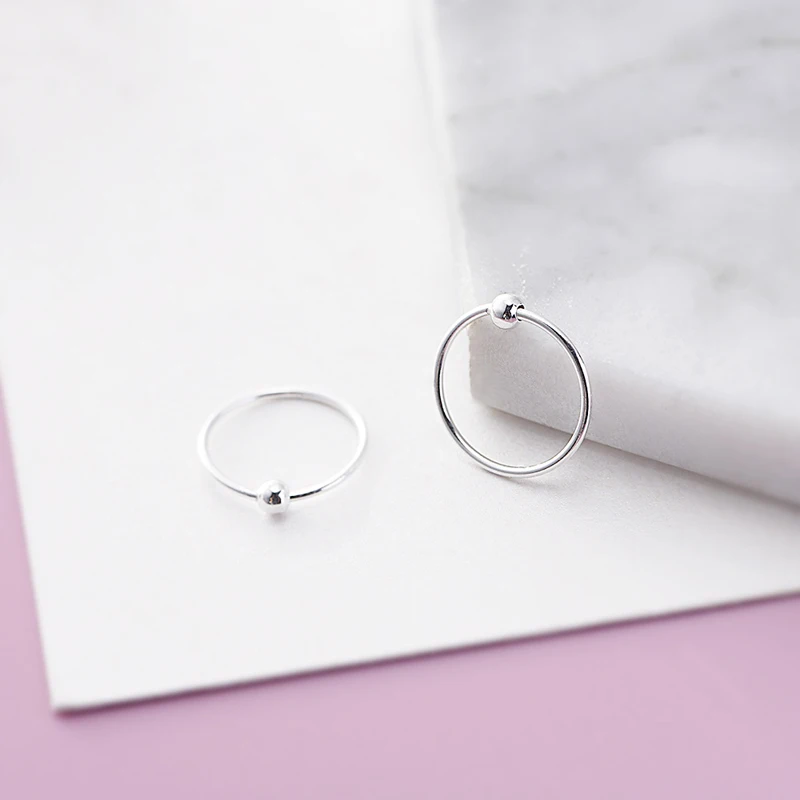 Серьги кольца с шариком из 100% серебра 925 пробы простой петлей для женщин и мужчин