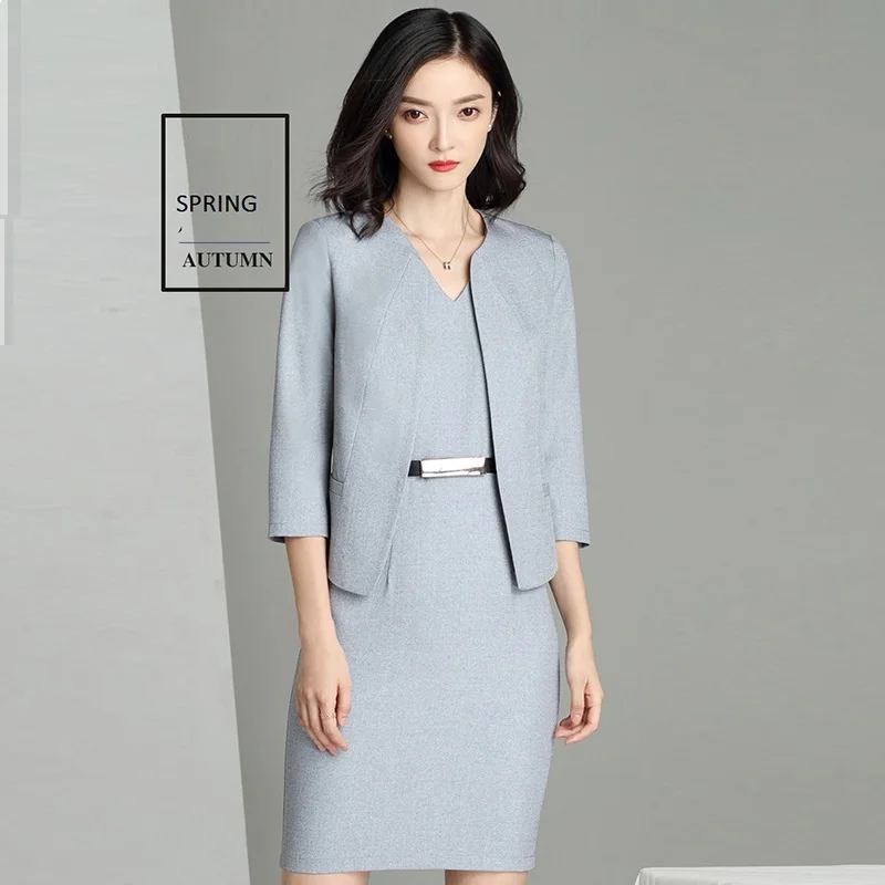 

High Quality Spring Autumn Woman Business Dress Suit Set,OL Wedding Party Formal Clothes Set,vestidos formales para el trabajo