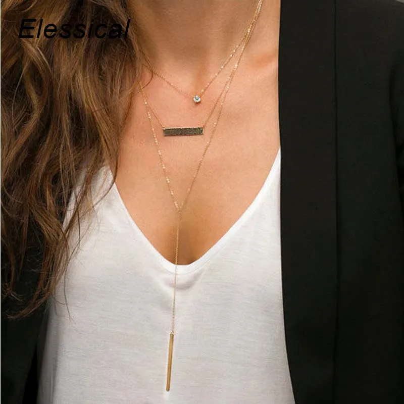 Elessical женские элегантные Цепочки и ожерелья золотые украшения многослойных