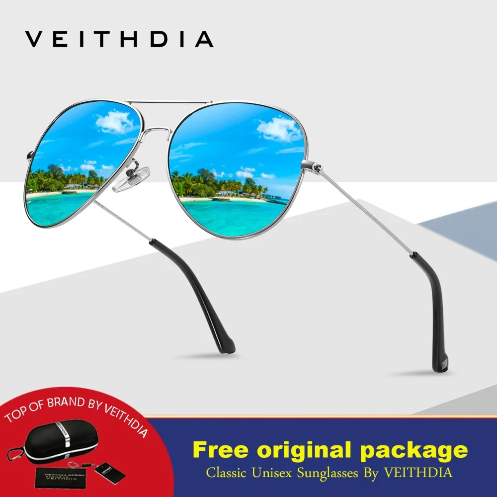 

VEITHDIA Fashion aviation sunglass Polarized Sunglasses for Men/Women Colorful Reflective Coating Lens Driving Sun Glasses