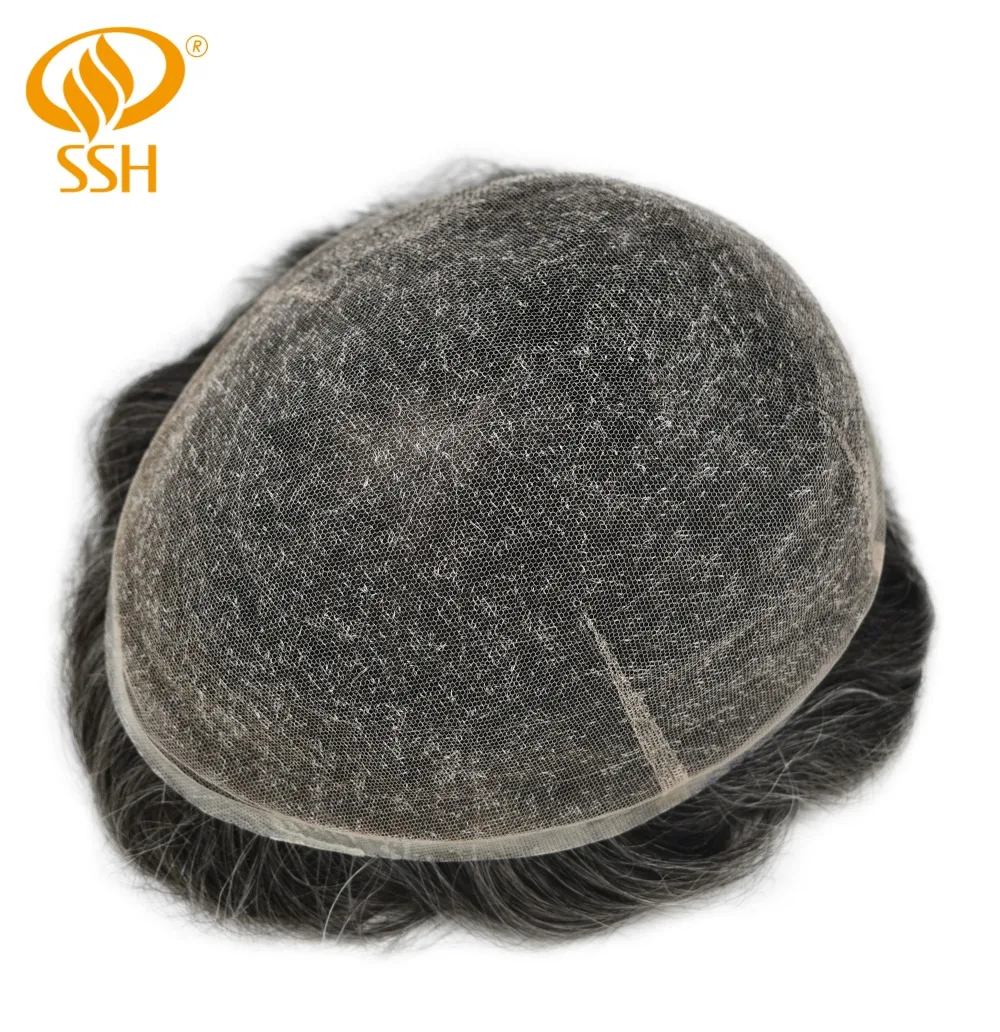 SSH remy Волосы полные швейцарские кружева мужские Toupee натуральные передние отбеленные узлы человеческие накладные волосы