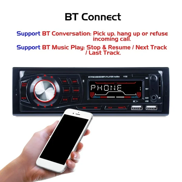 Автомобильный MP3-плеер Dc 12-30V 4x60W Smart Bluetooth Авто Аудио 2 Usb 1132