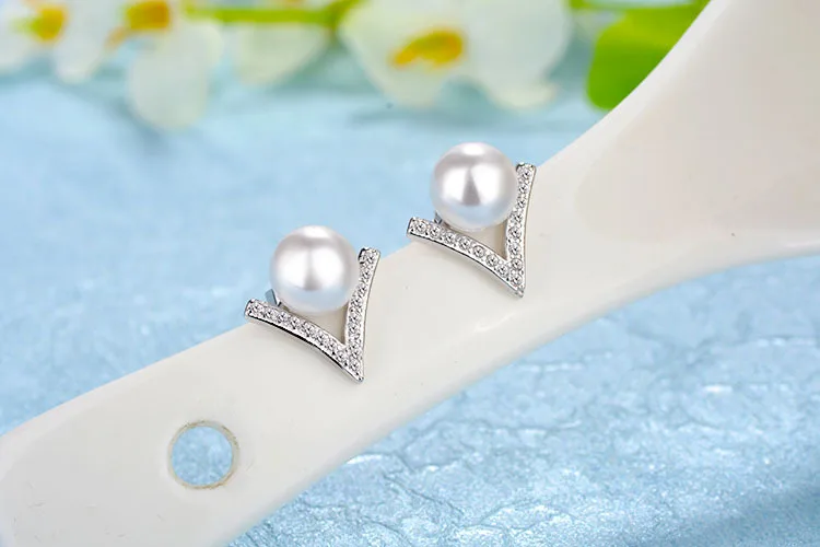 Женские серьги гвоздики из серебра 925 пробы с жемчугом|earrings fashion|earrings wholesalefashion