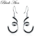 BLACK AWN серебряные ювелирные изделия спиральная черная шпинель свадебные серьги-капли для женщин модные ювелирные изделия I136