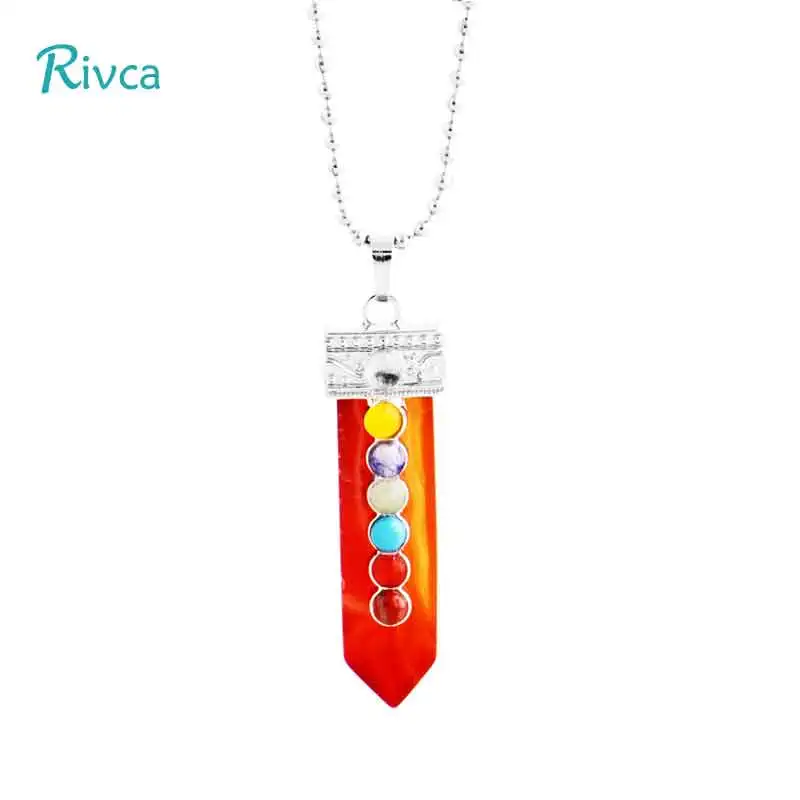 Ожерелье Rivca с натуральным кристаллом 7 чакр камень ожерелье для женщин