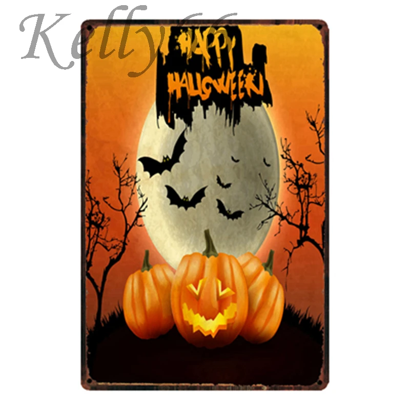 

[ Kelly66 ] Happy Halloween Metal Sign Tin Poster Home Decor Bar Wall Art Painting 20*30 CM Size y-1832