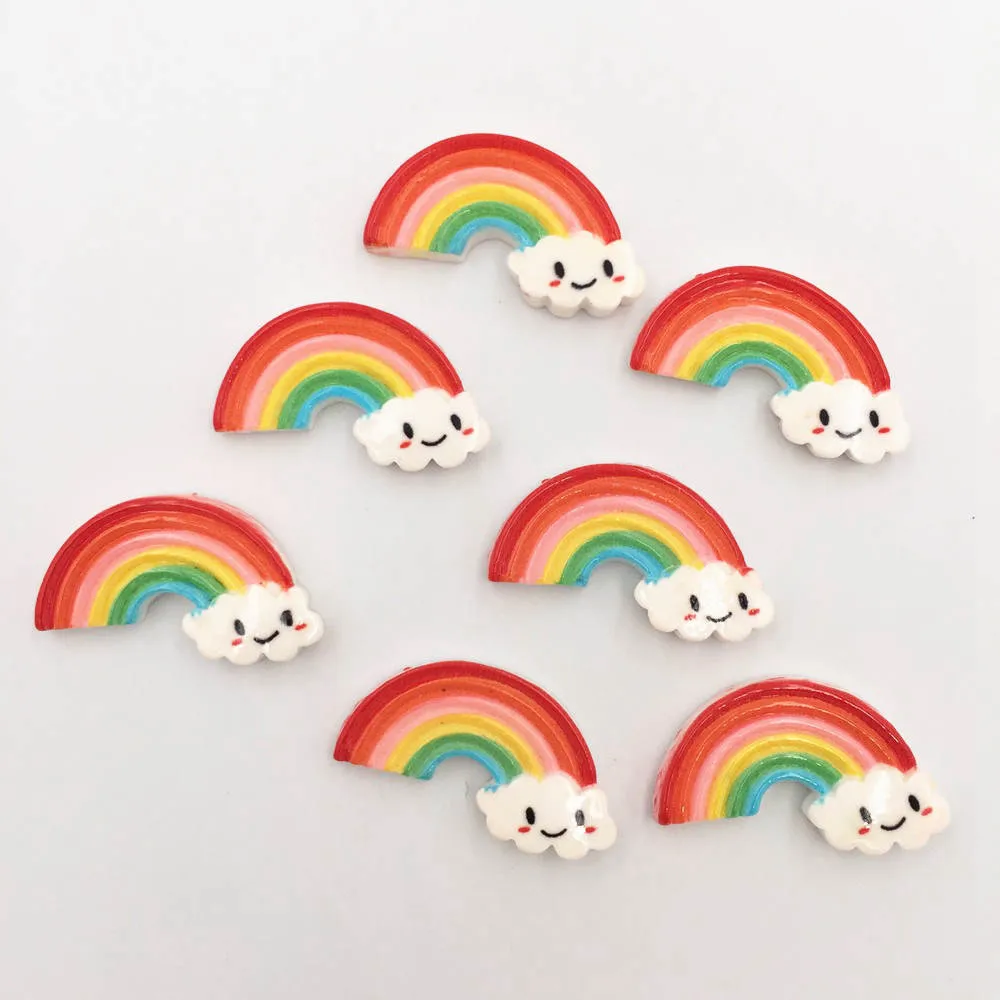 New DIY 10PCS Hand painted Resin Smile rainbow flatback stone Scrapbook handmade ornaments buttons PF165 | Украшения и аксессуары
