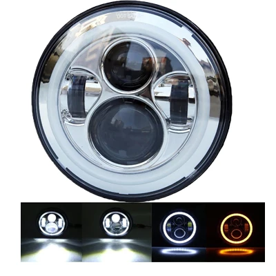 1pcs 40W halo chrome Автомобильный светильник 7 дюймов головной светильник w/дневные ходовые огни для Jeep JK Lada 4x4 для suzuki samurai мотоцикл " Halo DRL светодиодный налобный фонарь - Цвет: 1pcs 40W halo chrome