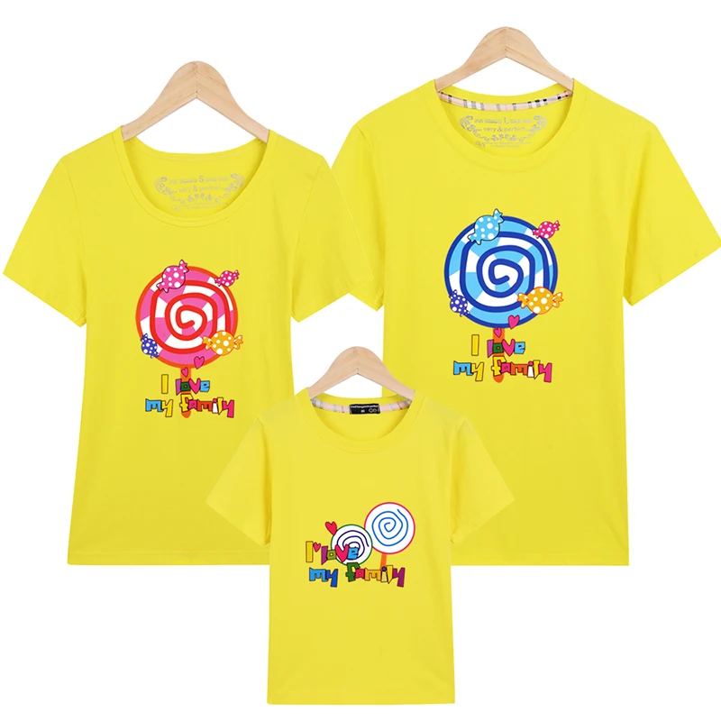Lollipop/футболки для всей семьи Летние Семейные комплекты одежда папы мамы и детей