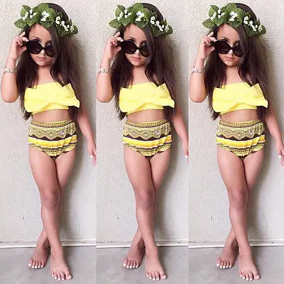 Новинка 2017 года комплект из 2 предметов для маленьких девочек танкини бикини