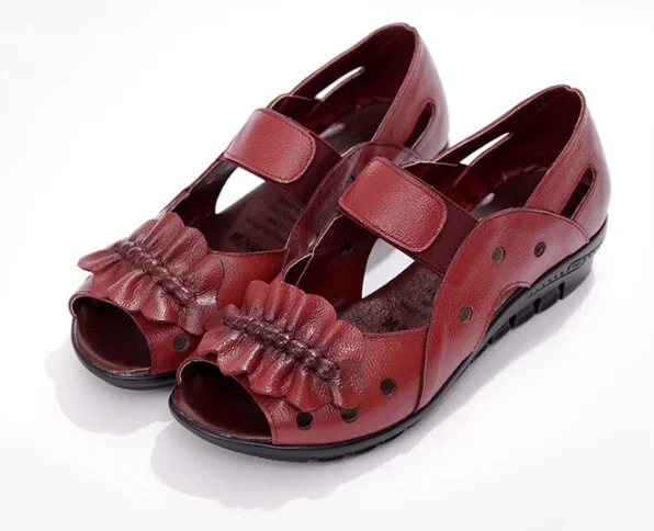 

XEK Summer Women Shoes Genuine Leather Flat Sandals Casual Open Toe Sandals For Female GSS81