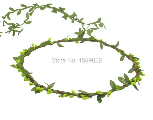 6 шт./лот бохо цветок повязка зеленые листья ротанга Пип ягодный венок Лесной