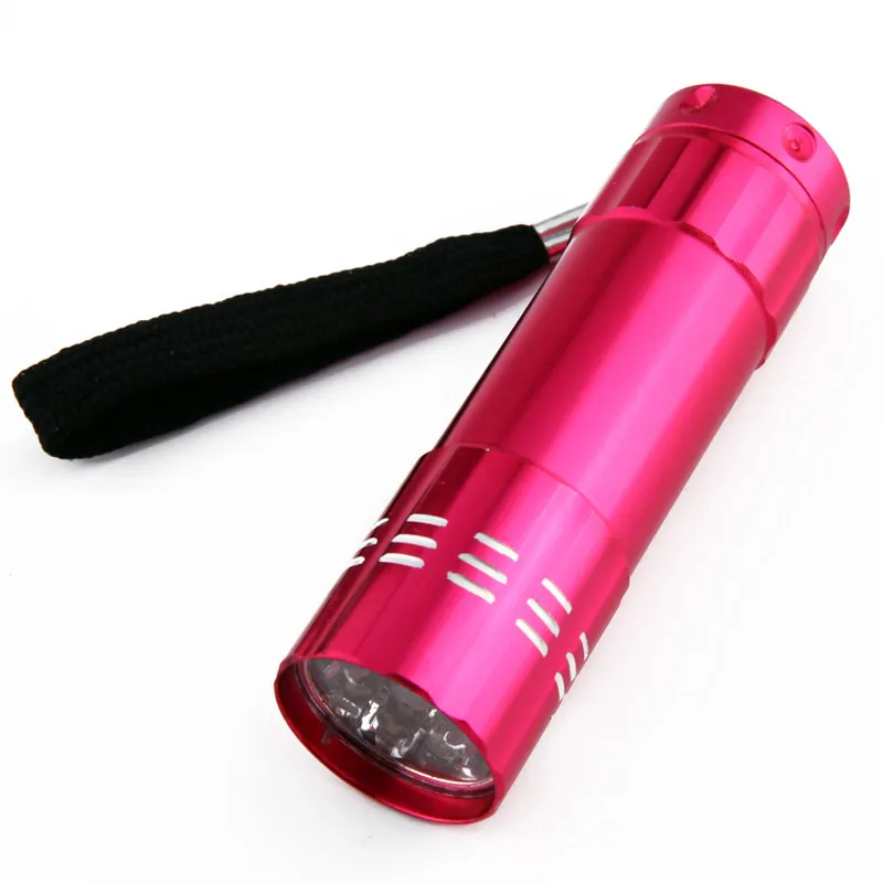 Суперминиатюрная алюминиевая УФ светильник па фонарик с 9 светодиодами черная