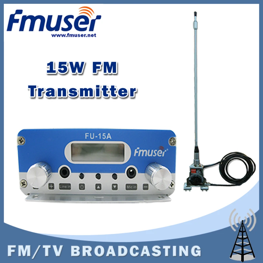 Бесплатная доставка FMUSER FU 15A 15 Вт FM стерео PLL вещания передатчик с автомобиль клип