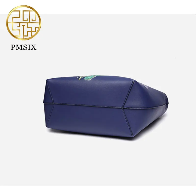 Pmsix Ретро Вышивка Для женщин сумка Повседневное Мода PU сумочку p140022 темно