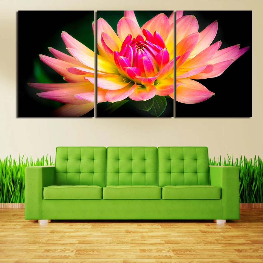 Новинка 2016 лидер продаж 3 панели без рамки современные красные цветы картина