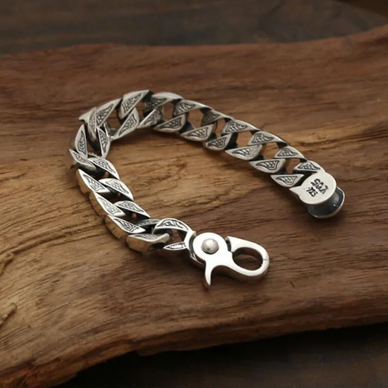 Мужской браслет из серебра 925 пробы с пружинной застежкой|bangles for men|sterling silver bracelet925