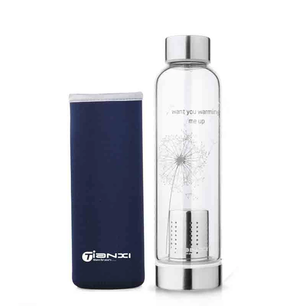 550ML Blue 550 мл Tianxi Спортивная стеклянная бутылка для воды прозрачная уличная термостойкая бутылка для горячей воды портативный фильтр для чайника Автомобильная бутылка - Цвет: 550ML Blue