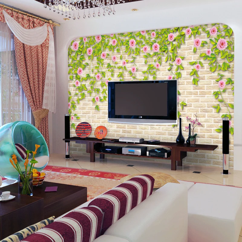 European prime TV backdrop wallpaper nonwoven warm living room bedroom self-adhesive film large mural wall | Дом и сад