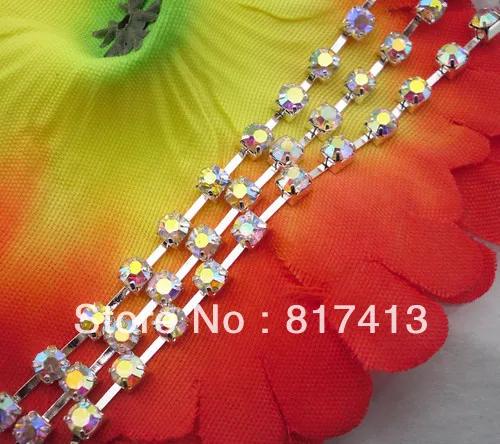 SS16 Fashion Костюм с аппликацией Clear AB crystal glass разы 4 мм закрытые серебряные цепи 10