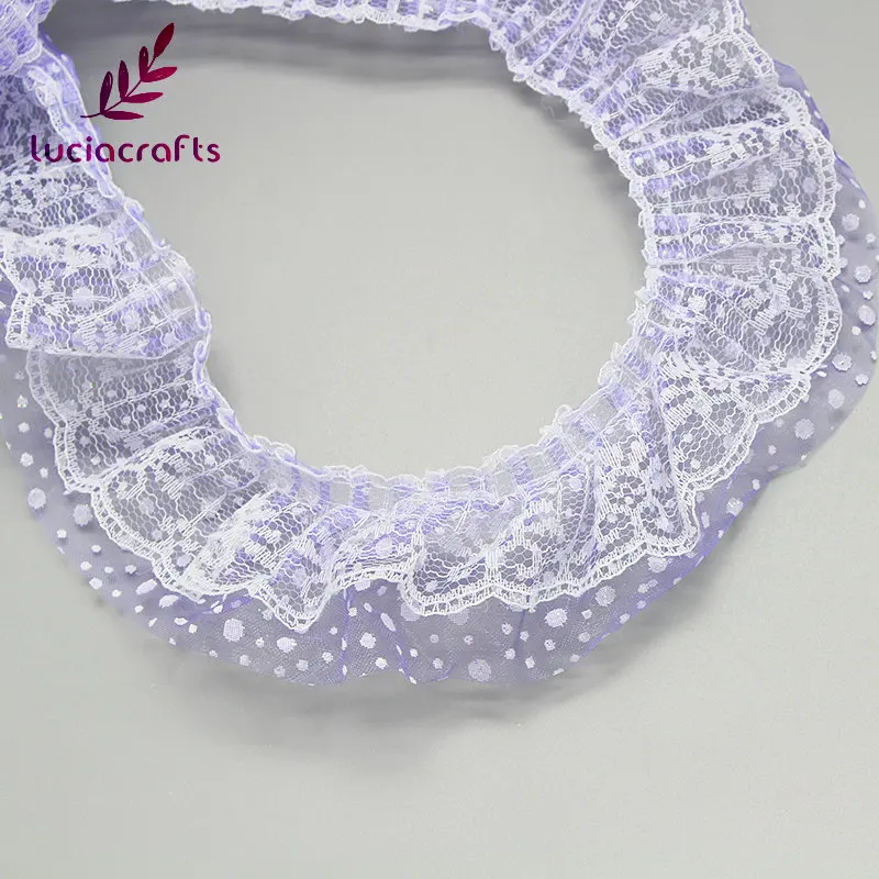 C4 Light purple 1y Lucia crafts 1 год/лот 6 см кружевная лента Ткань для шитья вышитая одежда Свадебная вечеринка DIY материалы ручной работы для поделок U0101 - Цвет: C4 Light purple 1y
