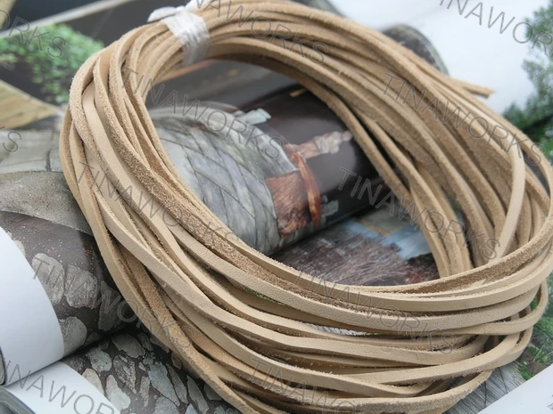 

FREE SHIPPING 3*2MM Square Natural Color Real Leather Cord 100meters