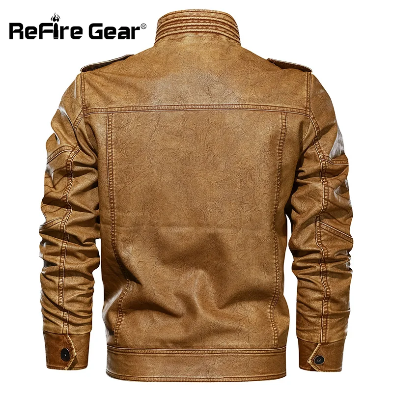 Куртка ReFire Gear мужская кожаная мотоциклетная куртка бомбер повседневный