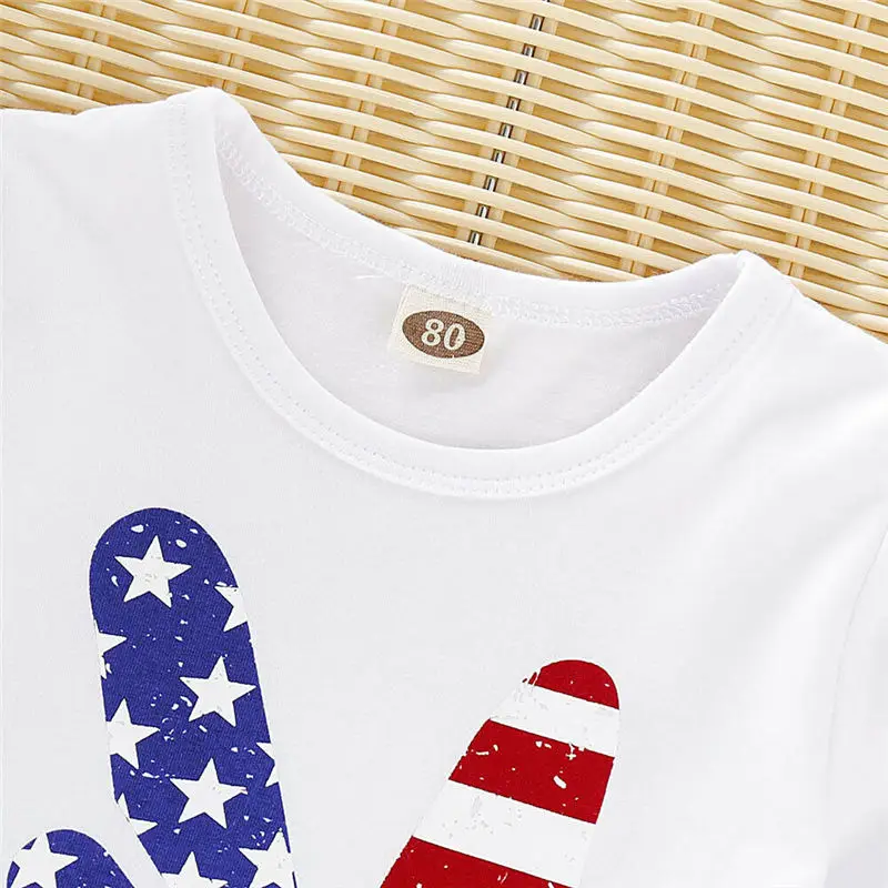2019 Baby Boys Girls Clothes Set Summer Toddler Unisex Kid Outfit Fourth of July T-shirt+Denim Shorts Children Clothing 2pcs | Детская