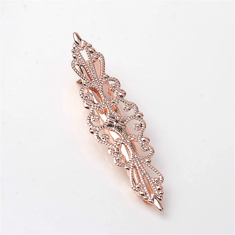 rose gold color 10 шт./лот, модные аксессуары для волос, Классическая шпилька для волос из сплава металлов, полый цветок, шпильки для девушек, студентов, заколка для волос, ювелирный аксессуар - Окраска металла: rose gold color