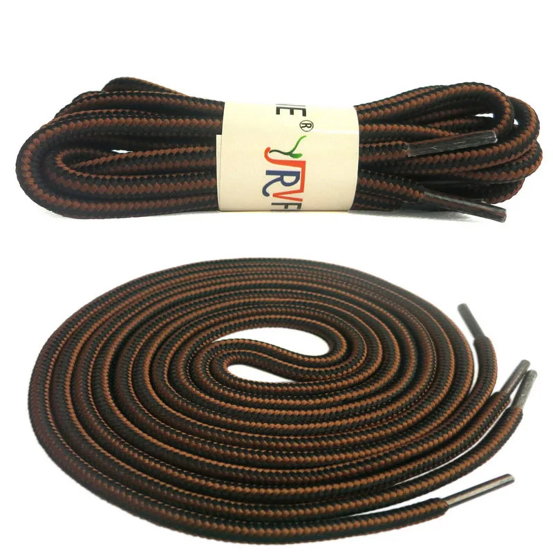 08 Red Brown Black ; 1 пара круглых полосатых кроссовок; шнурки для походов; шнурки для работы; кожаные ботинки; шнурки; Диаметр 0,4 см - Цвет: 08 Red Brown Black