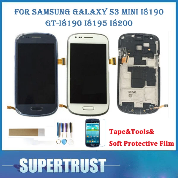 Синий и белый для Samsung galaxy s3 mini i8190 GT ЖК дисплей с сенсорным датчиком стеклянный