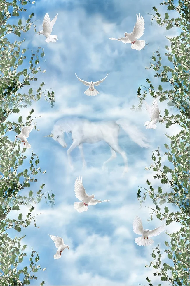 3d настенные фрески для комнат нетканые обои с изображением единорога голубя в