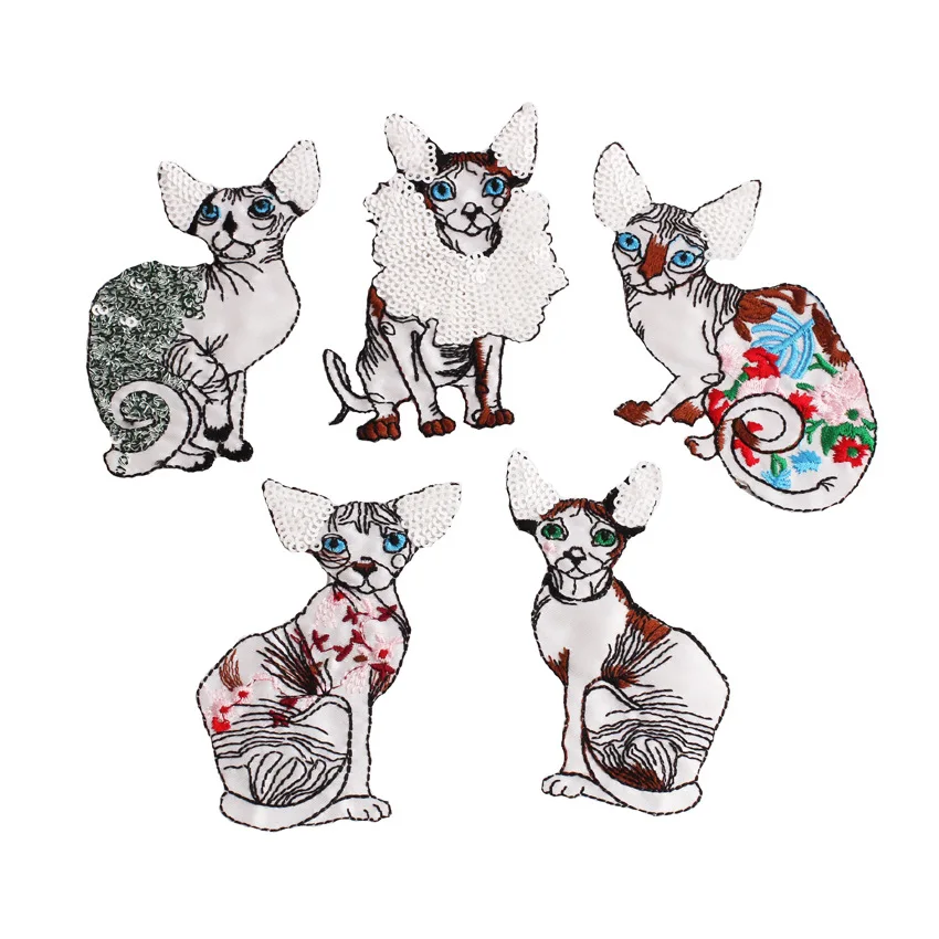 GUGUTREE embroidery Sequins big cats patches animal badges applique for clothing ZK-45 | Дом и сад