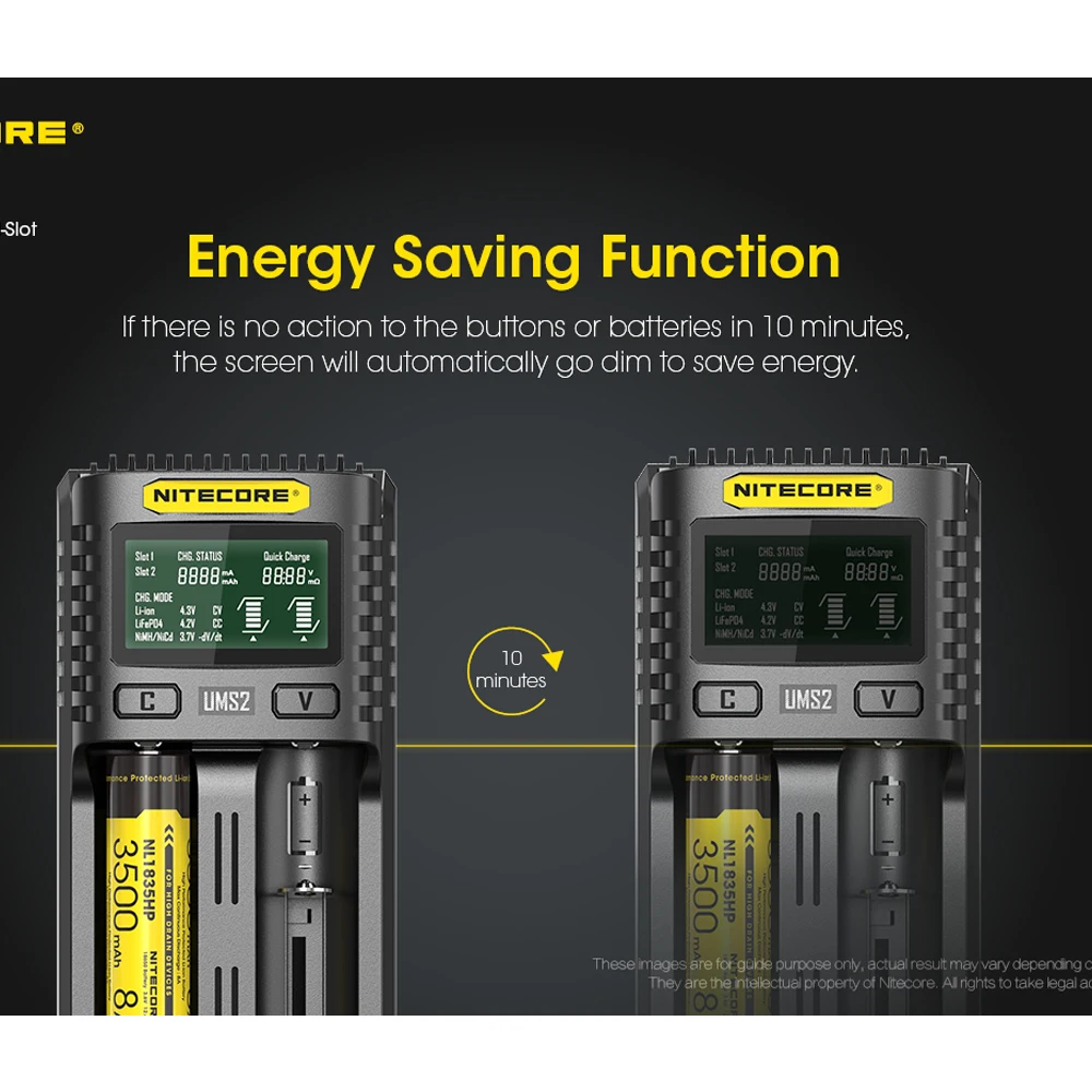 NITECORE UMS2 UMS4 интеллектуальное зарядное устройство USB выход 3A для LiFePO4 литий-ионный