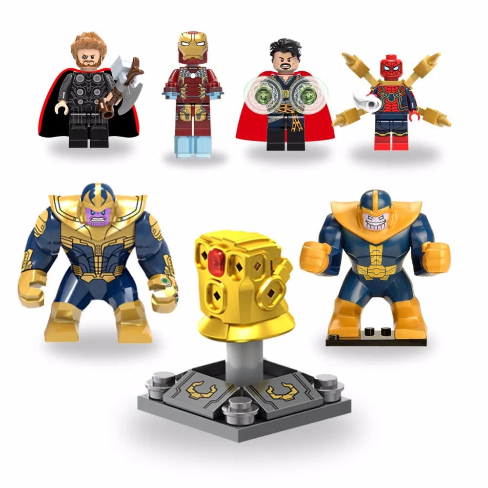 Для legoing Marvel Super Heroes Thanos Железный человек Капитан Америка Тор Дракс Черная пантера