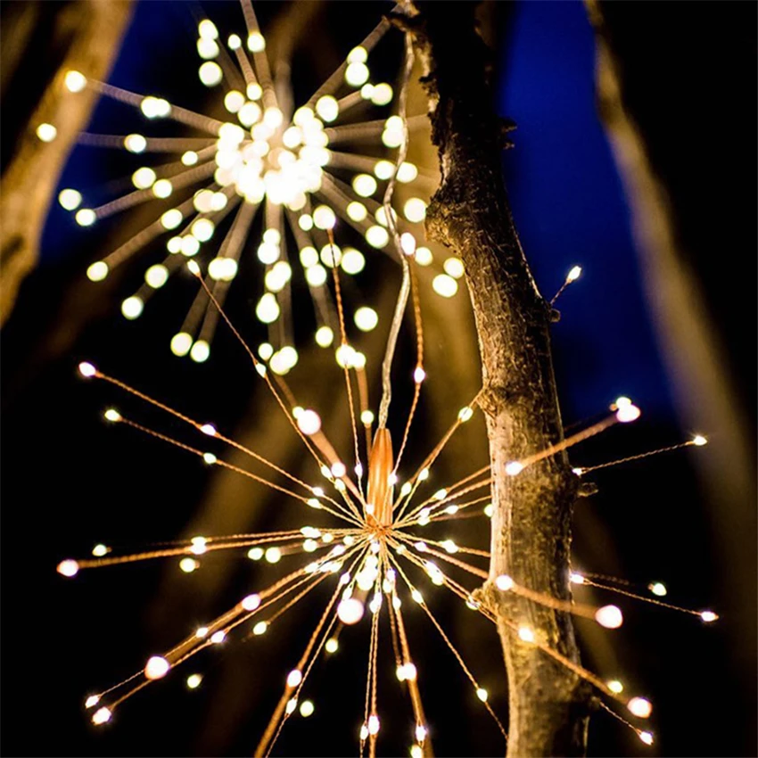 Online Fuochi D'artificio LED Filo Di Rame Luci Notturne Stringa Star Ry Star Lampada A Sospensione Solare Luci Decorative Di Festa All'aperto Cortile Lanterna